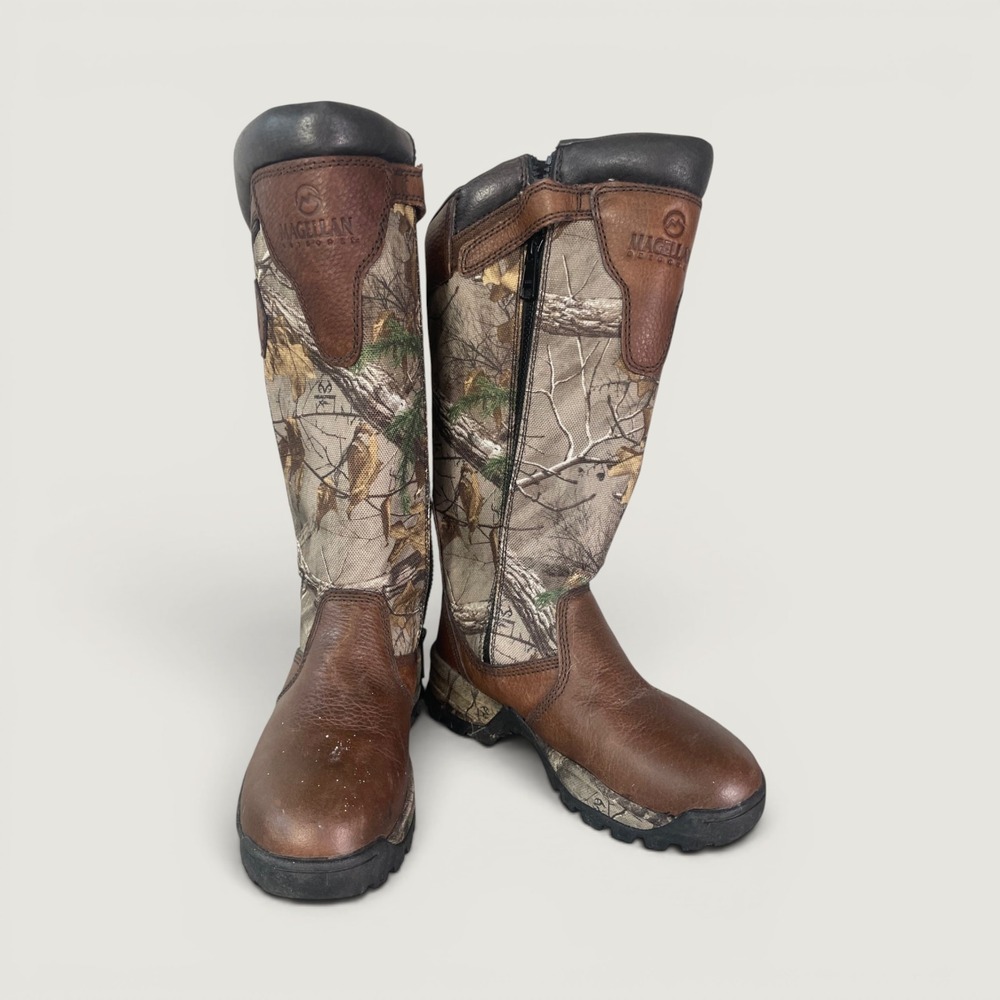 Magellan Women's 7B Snake Shield Camo Hunting Boots Brown Realtree Side Zip